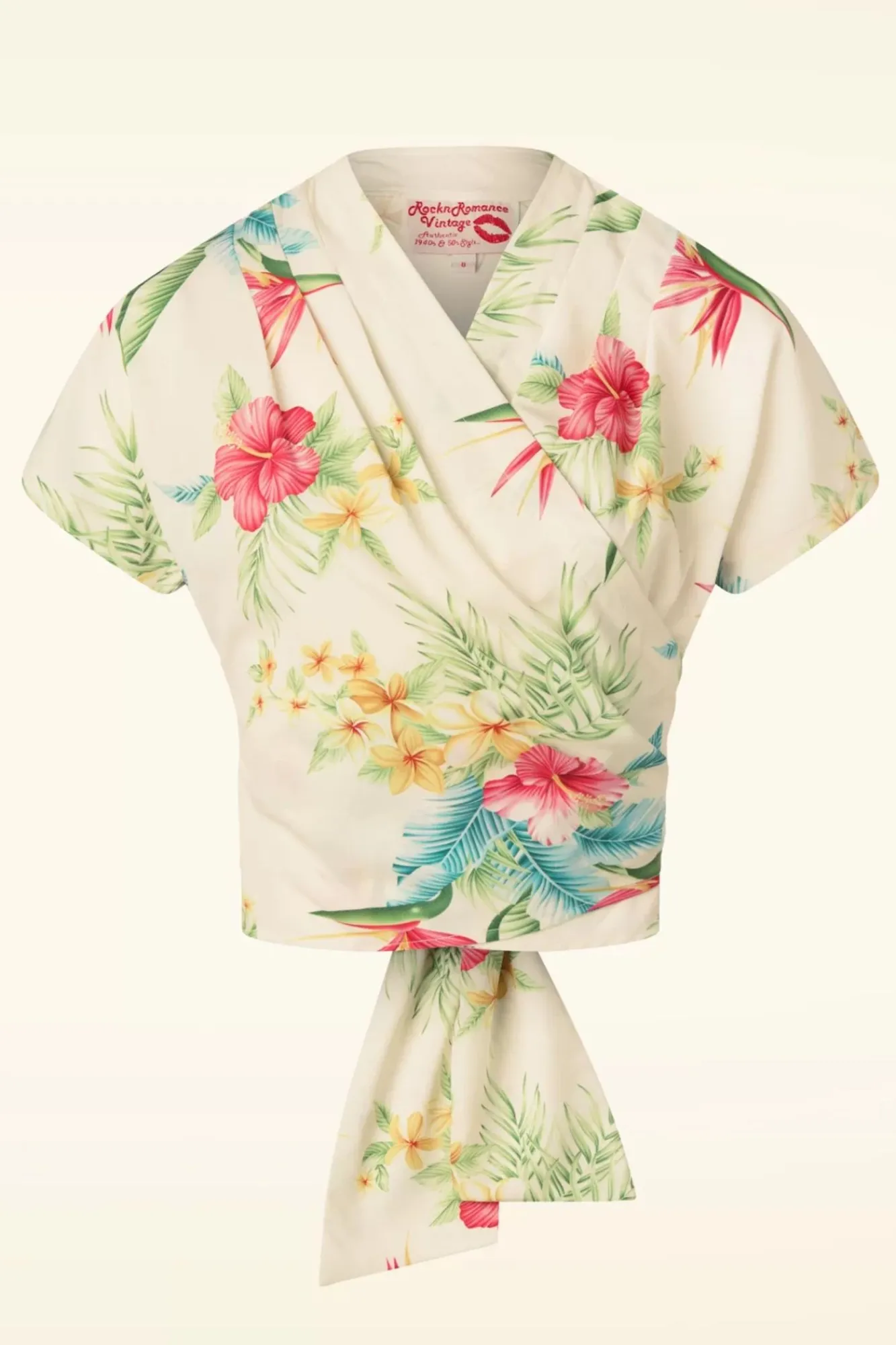 Discount Darla Wikkelblouse Met Korte Mouwen In Honolulu Naturel Vrouwen Blouses