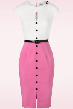Hot De Sienna Pencil Jurk In Flamingoroze En Wit Vrouwen Plus Size Jurken