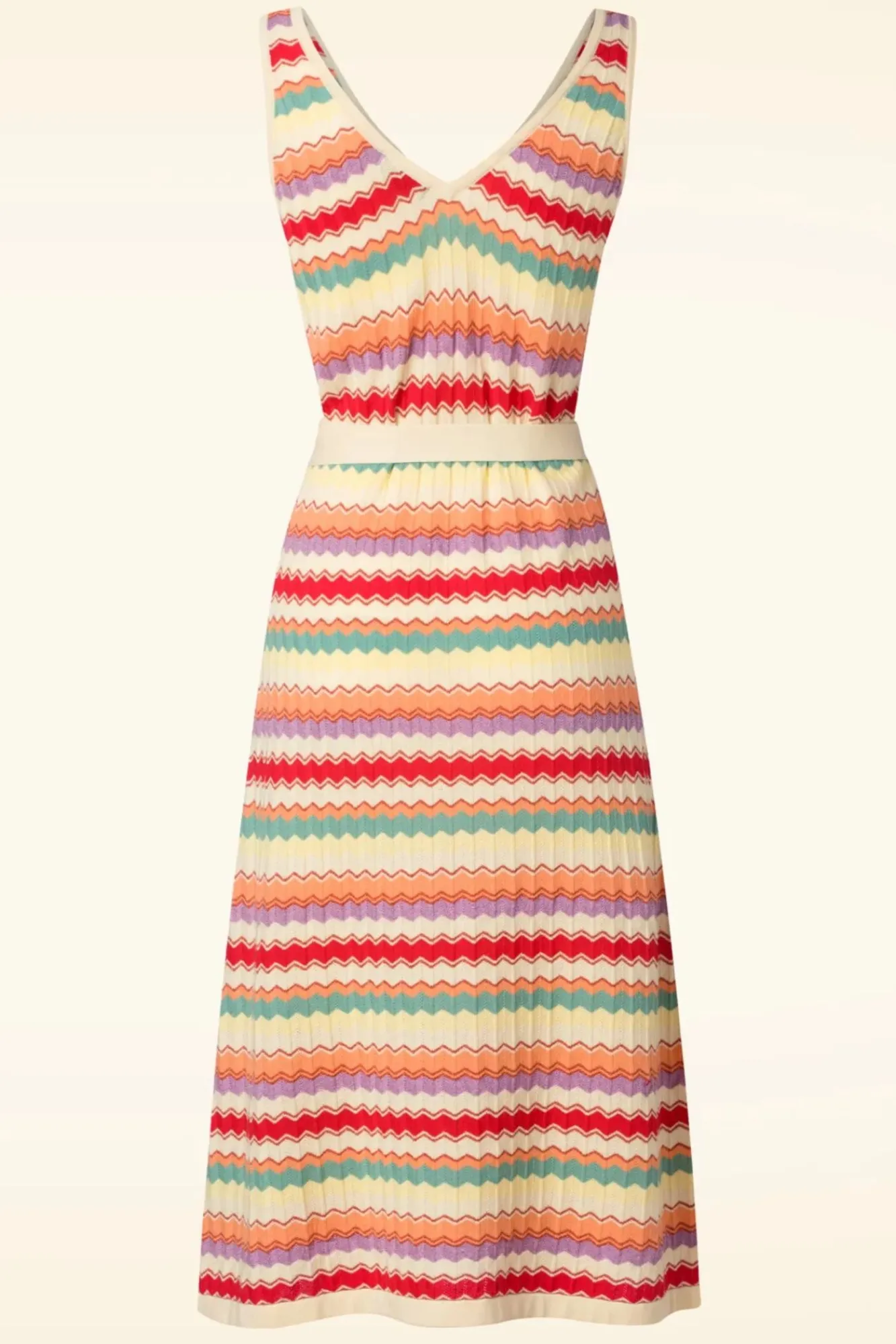 Outlet Deep V Gebreide Jurk Hadley In Creme Vrouwen A Lijn Jurken