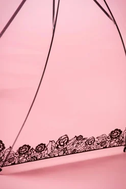 Online Dentelle Flower Transparante Koepelparaplu In Zwart Vrouwen Paraplu's