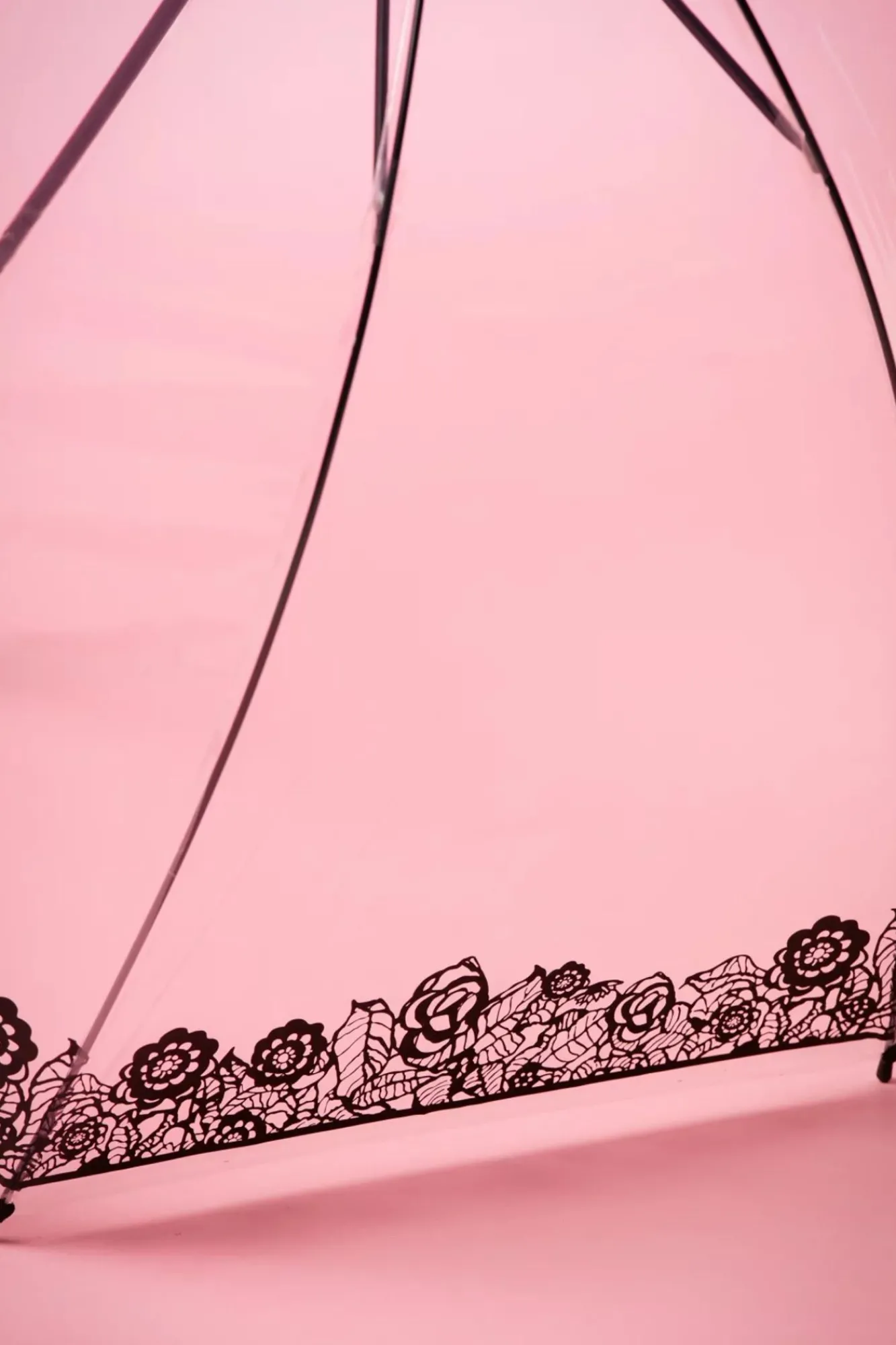 Online Dentelle Flower Transparante Koepelparaplu In Zwart Vrouwen Paraplu's