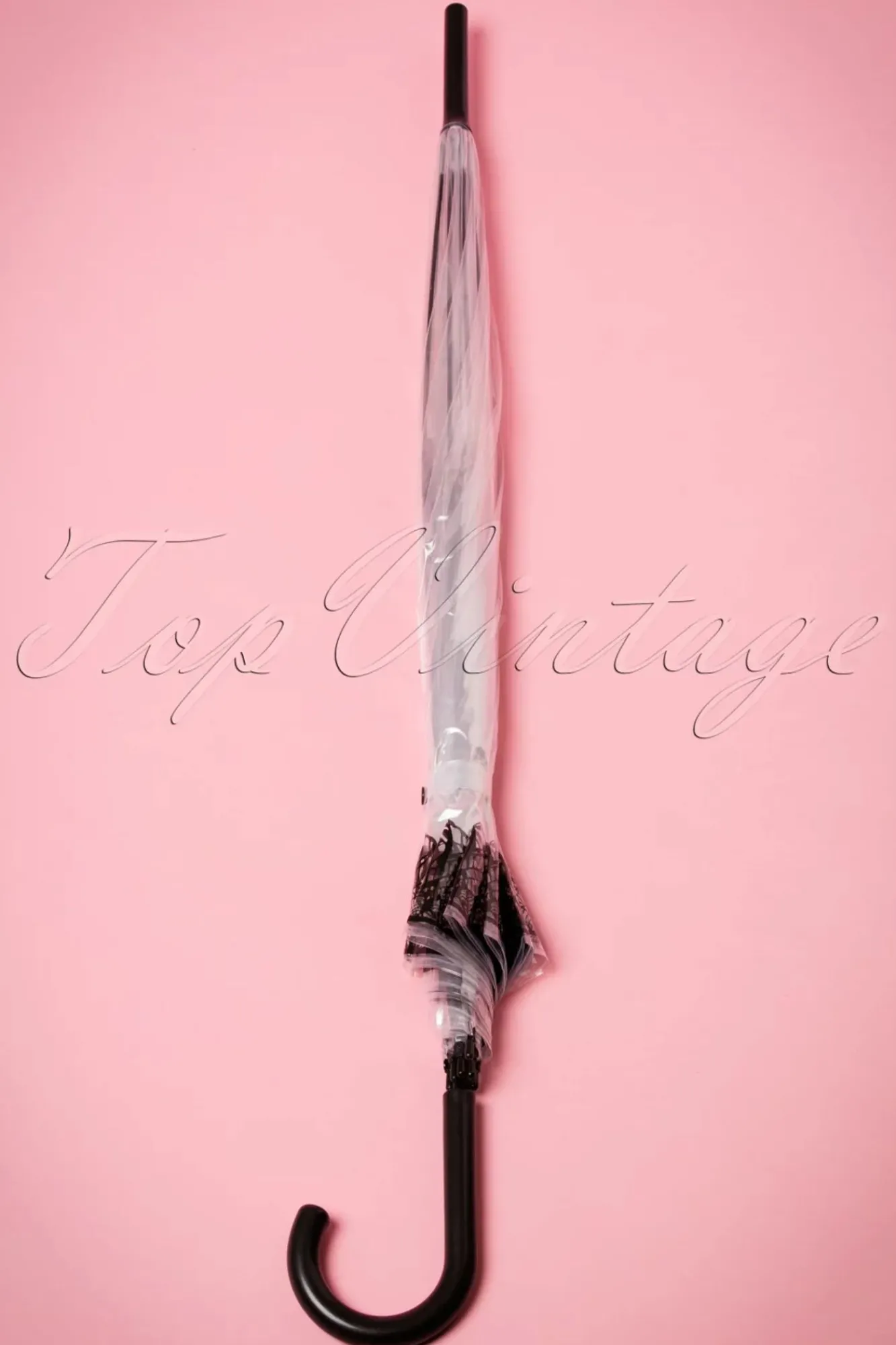 Online Dentelle Flower Transparante Koepelparaplu In Zwart Vrouwen Paraplu's