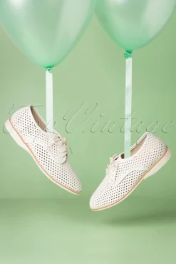 New Derby Punch Schoenen In Gebroken Wit Vrouwen Veterschoenen