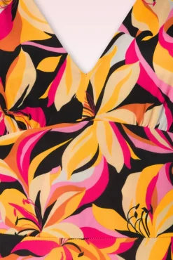 New Deveny Abstract Floral Maxi Jurk In Roze En Geel Vrouwen Plus Size Jurken