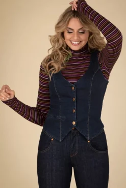 Dianne Gilet In Denim Blauw Vrouwen Jassen