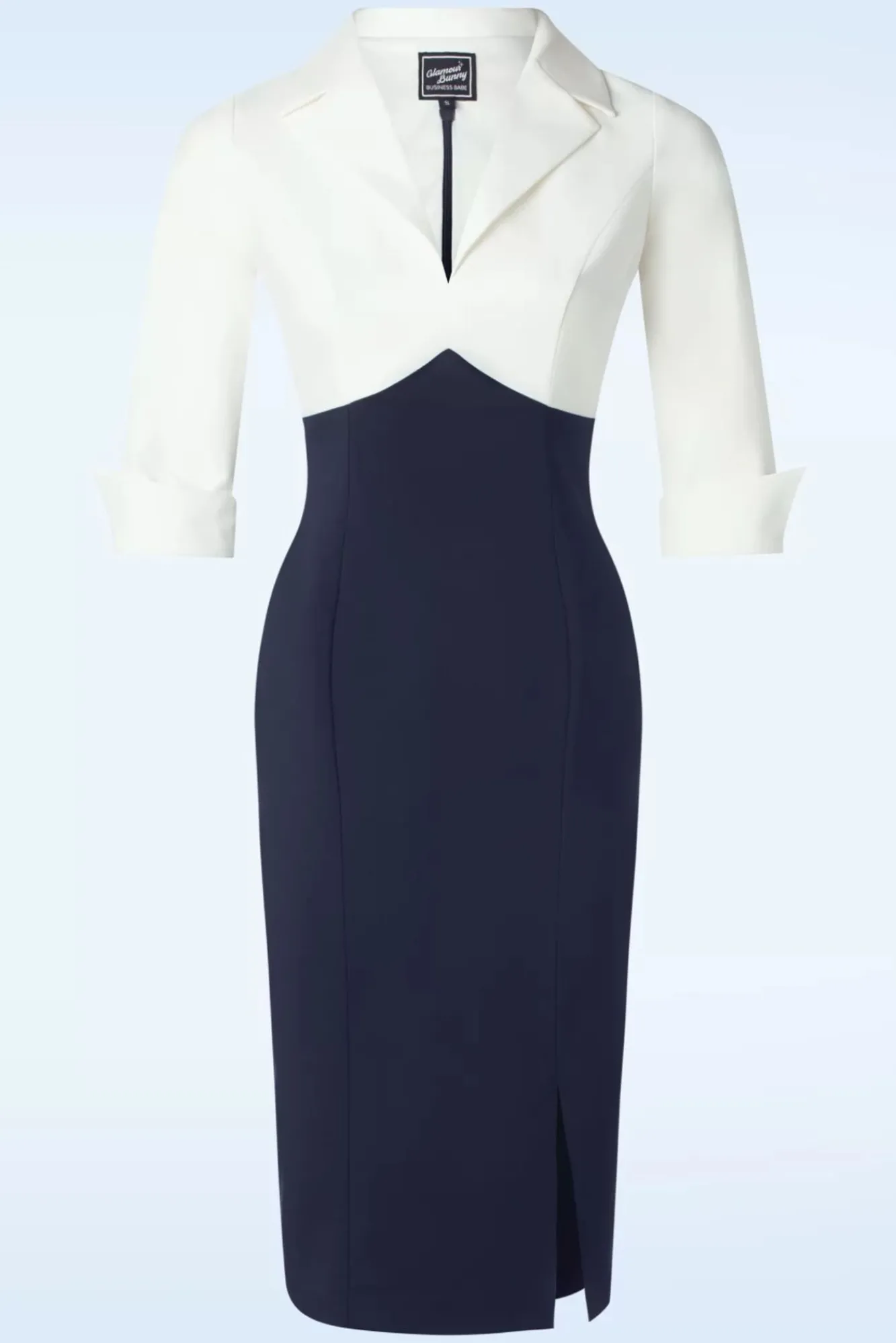 Dianne Pencil Jurk In Wit En Marineblauw Vrouwen Plus Size Jurken