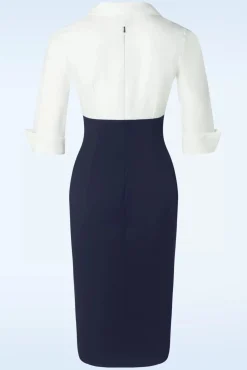 Dianne Pencil Jurk In Wit En Marineblauw Vrouwen Plus Size Jurken