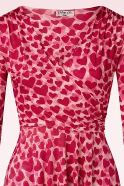 Discount Ditsy Heart Swingjurk In Rood En Roze Vrouwen Plus Size Jurken