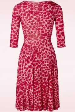 Discount Ditsy Heart Swingjurk In Rood En Roze Vrouwen Plus Size Jurken