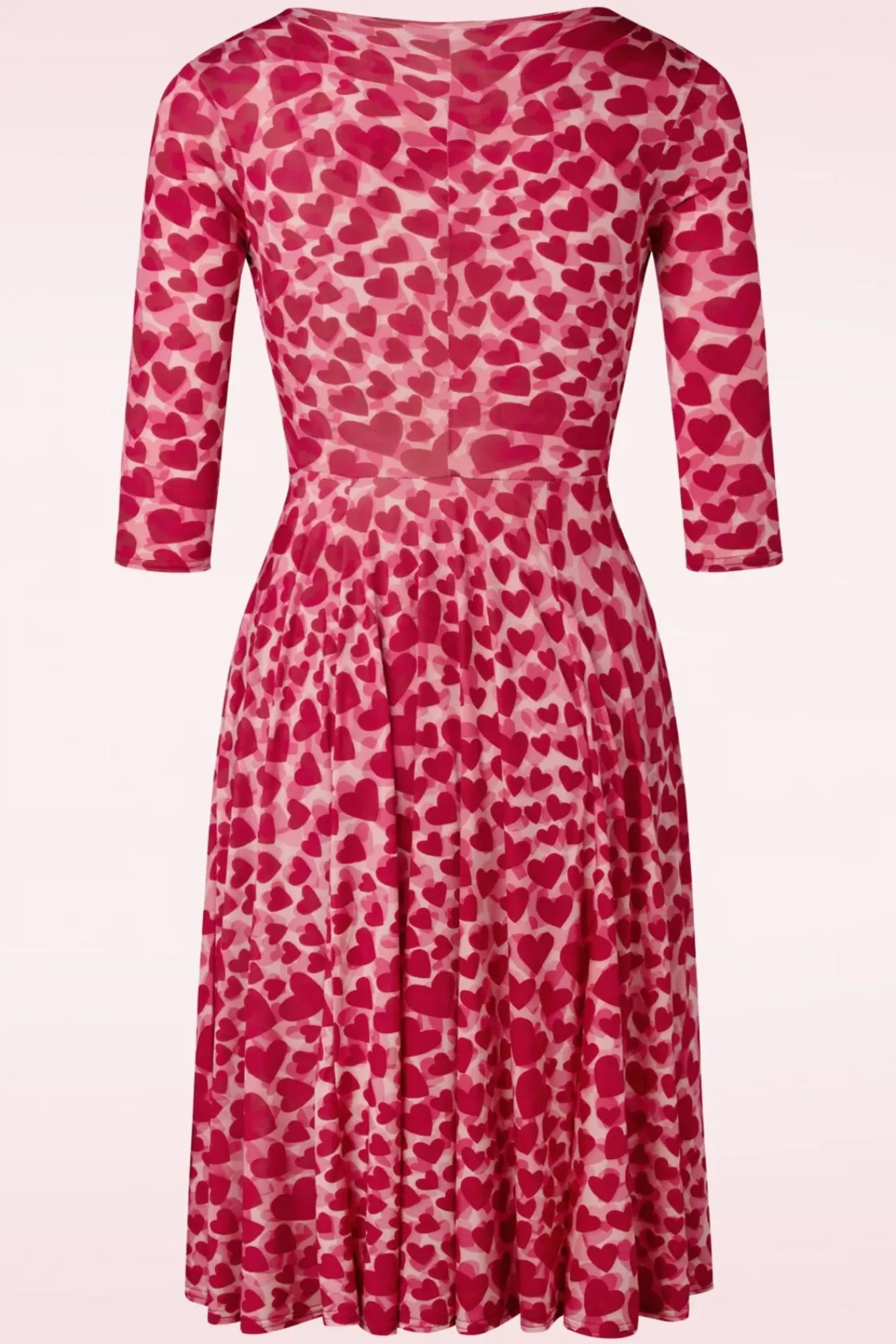 Discount Ditsy Heart Swingjurk In Rood En Roze Vrouwen Plus Size Jurken