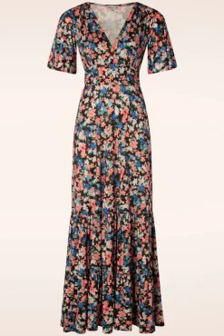 Discount Ditsy Maxi Jurk In Zwart Vrouwen Plus Size Jurken