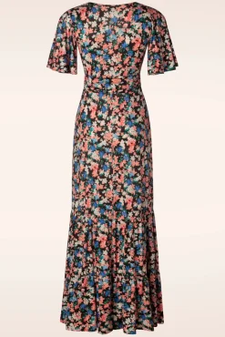 Discount Ditsy Maxi Jurk In Zwart Vrouwen Plus Size Jurken