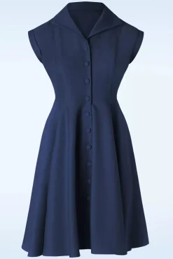Hot Doll Swing Jurk In Marineblauw Vrouwen Effen Jurken