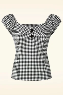 Clearance Dolores Gingham Top In Zwart En Wit Vrouwen Tops