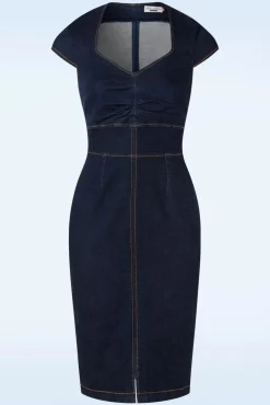 Dorothy Pencil Jurk In Blauw Vrouwen Plus Size Jurken