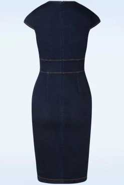 Dorothy Pencil Jurk In Blauw Vrouwen Plus Size Jurken