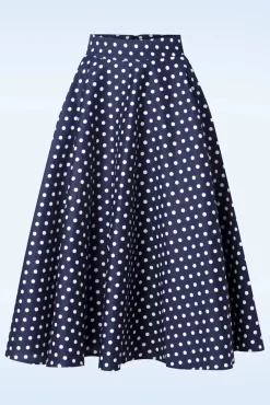 Hot Dot Days Swing Rok In Navy Vrouwen Rokken