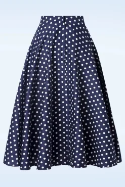 Hot Dot Days Swing Rok In Navy Vrouwen Rokken