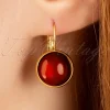 Hot Dot Vergulde Oorbellen In Donker Samba Rood Vrouwen Sieraden