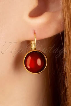 Hot Dot Vergulde Oorbellen In Donker Samba Rood Vrouwen Sieraden