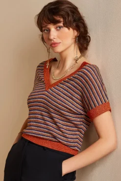 Discount Double V Top Stardust In Karamel Vrouwen Truitjes