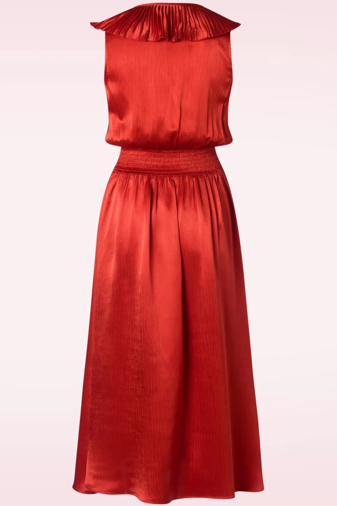 Sale Edith Frills Jurk In Roestrood Vrouwen Midi Jurken