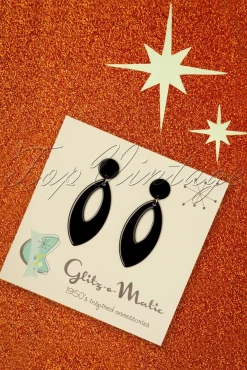 Outlet Ellips Oorbellen In Zwart Vrouwen Sieraden