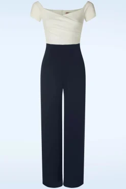 Eloise Jumpsuit In Ivoor En Marineblauw Vrouwen Playsuits & Jumpsuits