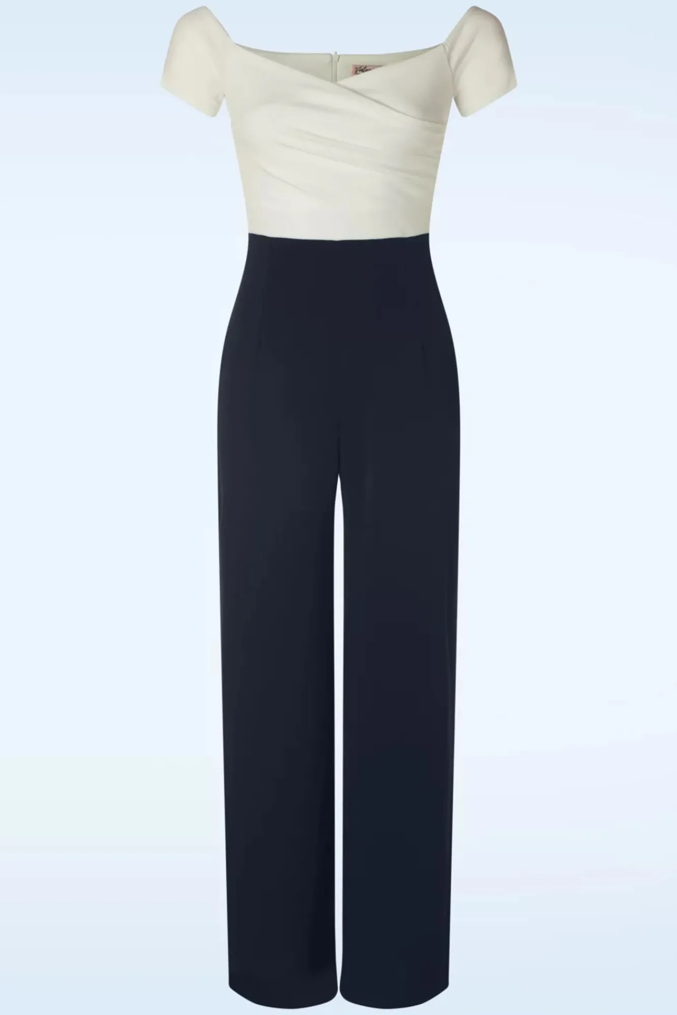 Eloise Jumpsuit In Ivoor En Marineblauw Vrouwen Playsuits & Jumpsuits
