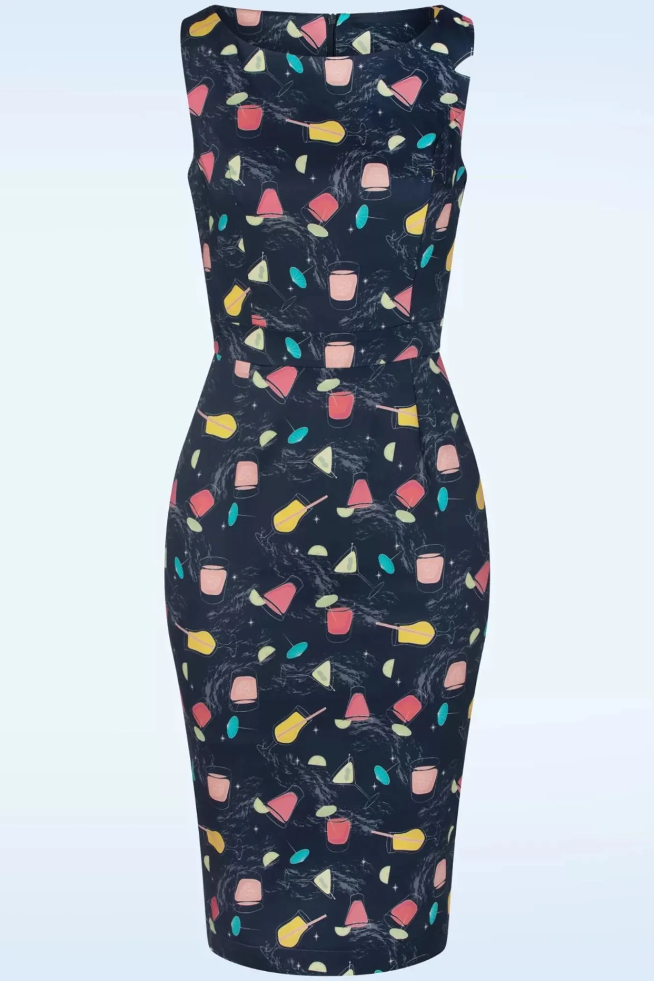 Discount Exclusief Bij Topvintage ~ Adriana Cocktails Mouwloze Penciljurk In Donkerblauw Vrouwen Plus Size Jurken