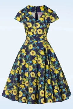 New Exclusief Bij Topvintage ~ Olivia Swingjurk Met Korte Mouwen In Donkerblauw Vrouwen Swing Jurken