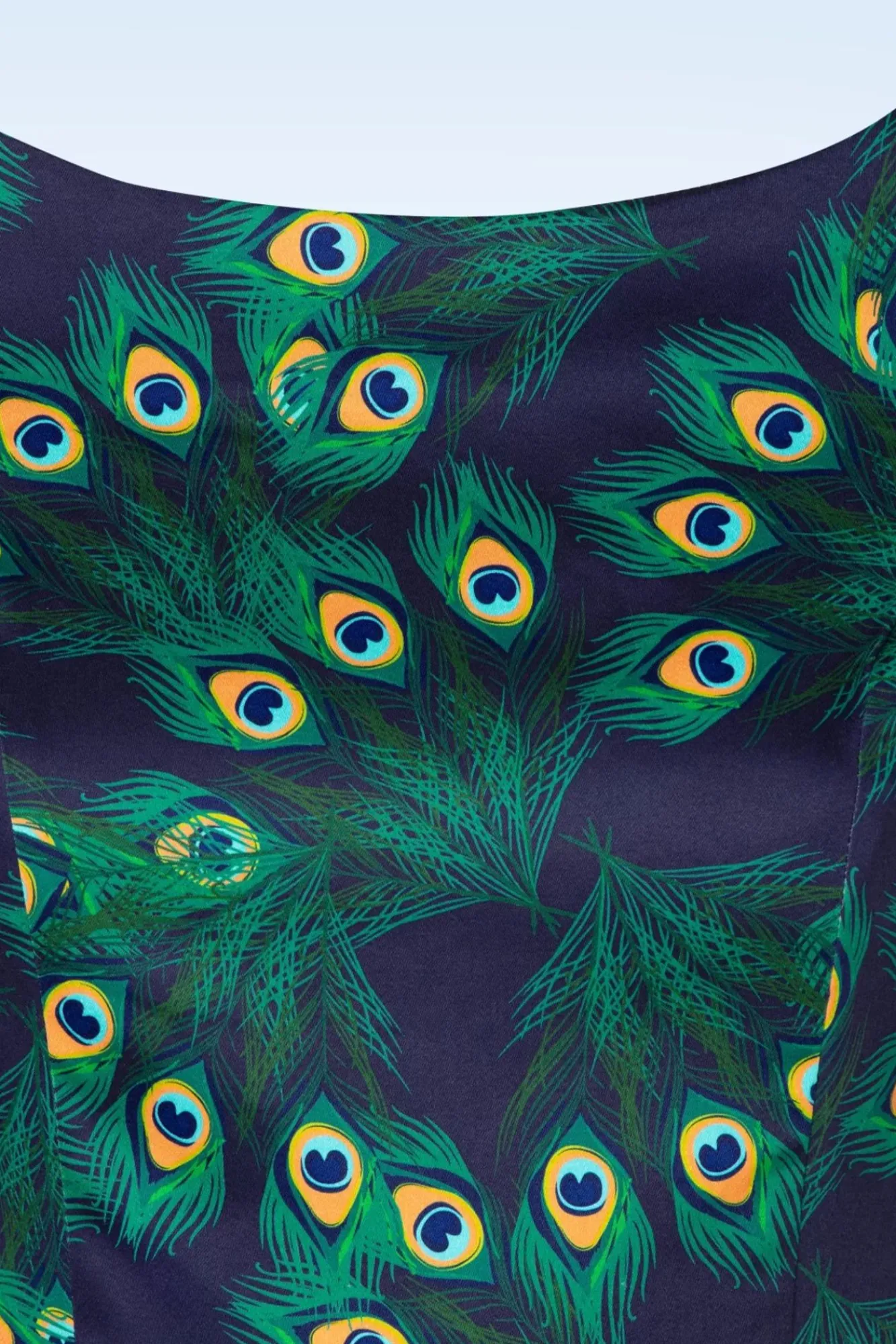 Discount Exclusieve Bij Topvintage ~ Adriana Peacock Long Sleeve Swing Jurk In Marineblauw Vrouwen Swing Jurken