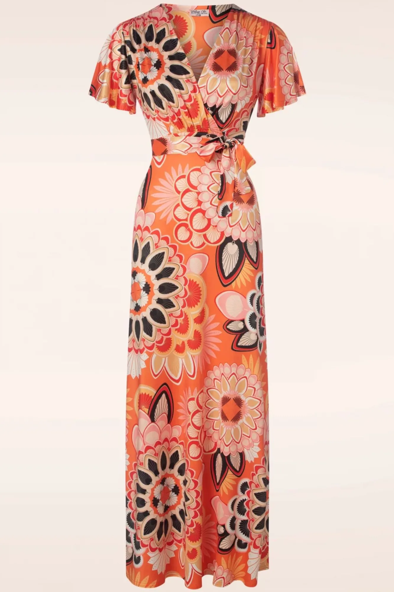Feline Groovy Maxi Jurk In Oranje Vrouwen Plus Size Jurken