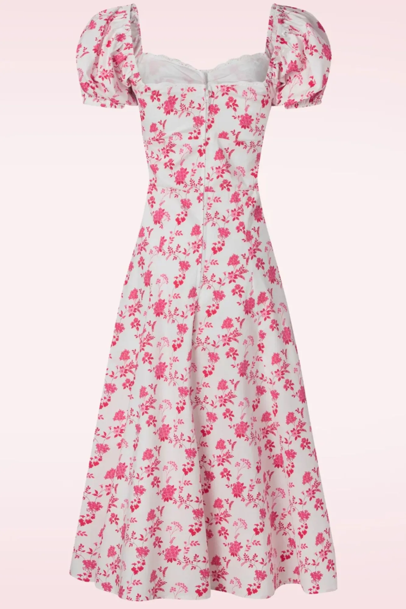 Clearance Femke Floral Swing Jurk In Wit En Cederroze Vrouwen Plus Size Jurken