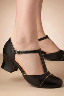 Hot Fernie T-Strap Pumps In Zwart En Creme Vrouwen Pumps