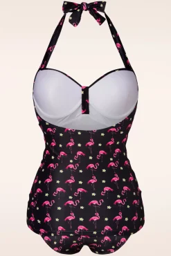 Flamingo Badpak In Zwart En Roze Vrouwen Badpakken