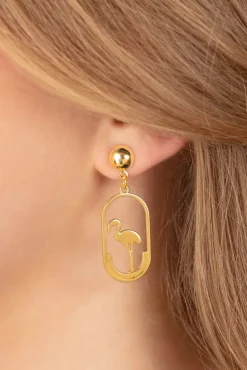 Discount Flamingo Cutie Oorbellen In Goud Vrouwen Sieraden