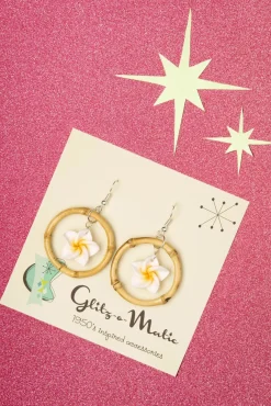 Best Floral Bamboe Oorringen In Wit Vrouwen Sieraden