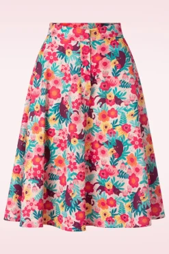 Floral Cat Flare Rok In Multi Vrouwen Rokken