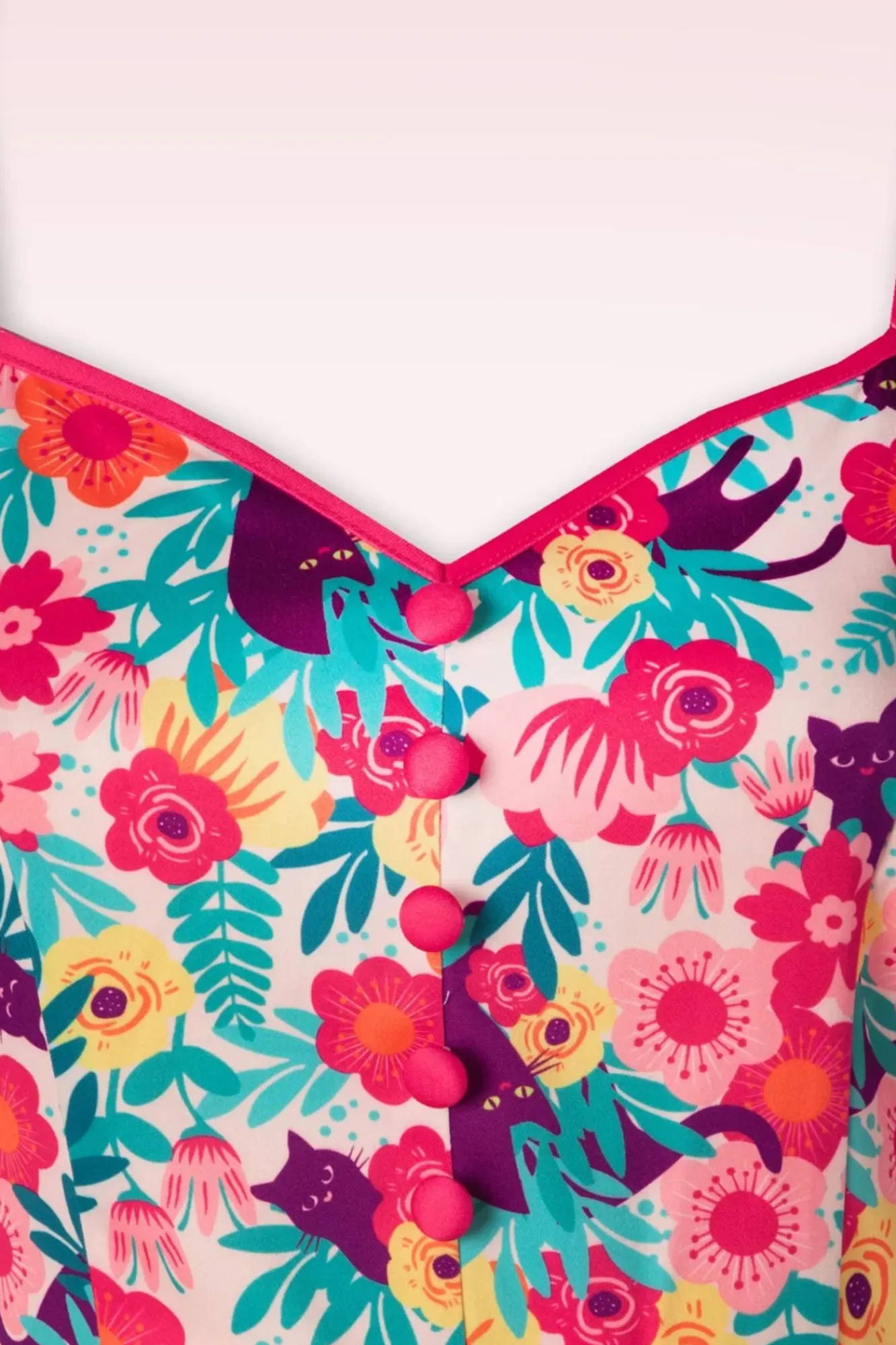 Clearance Floral Cats Print Flare Jurk In Multi Vrouwen Plus Size Jurken