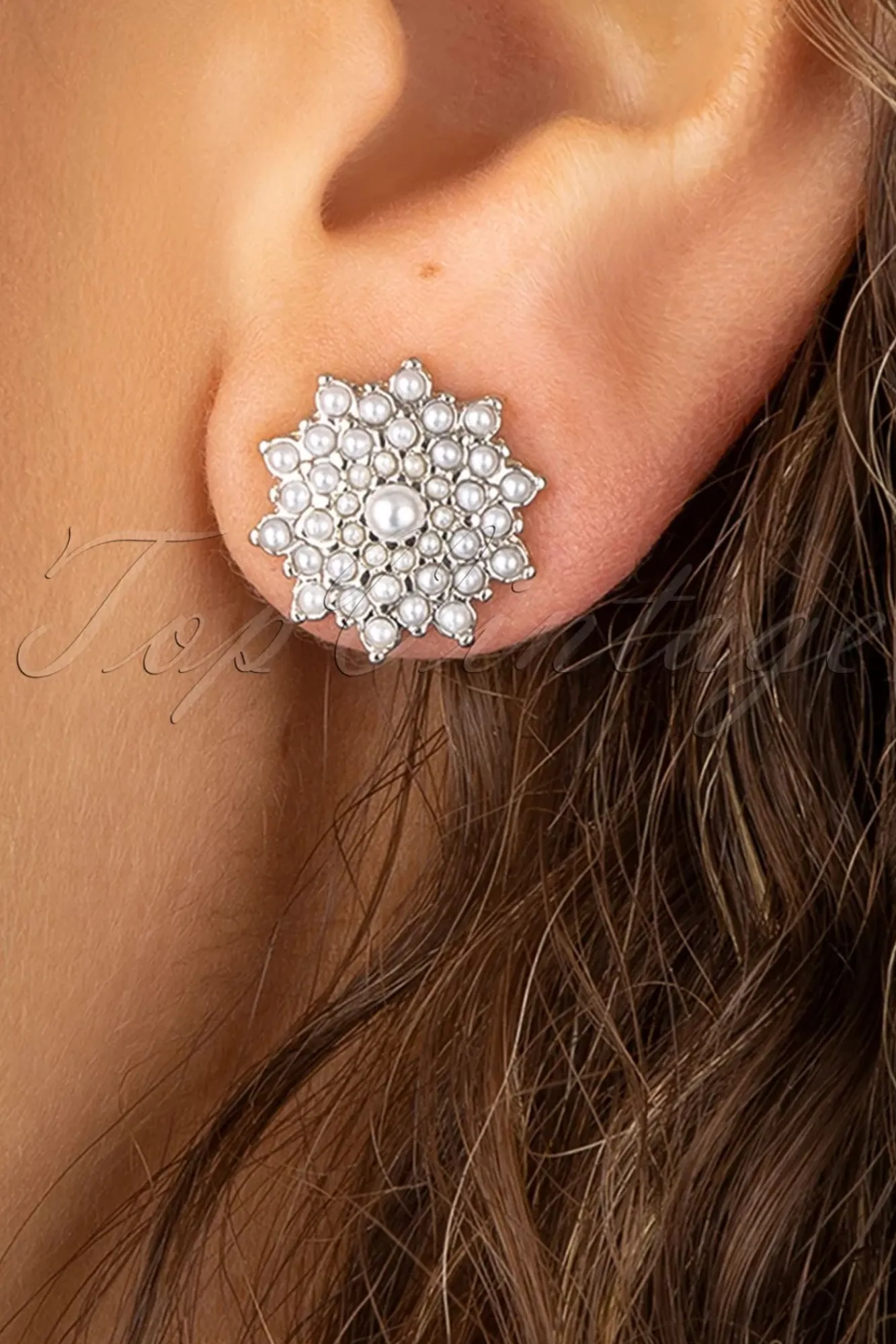 Online Flower Parel Oorstekers In Zilver Vrouwen Sieraden