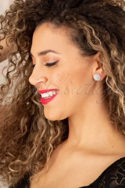 Online Flower Parel Oorstekers In Zilver Vrouwen Sieraden