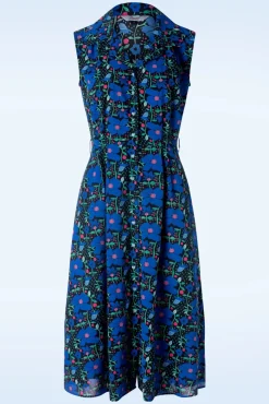 Best Flower Power Jurk In Blauw Vrouwen Plus Size Jurken