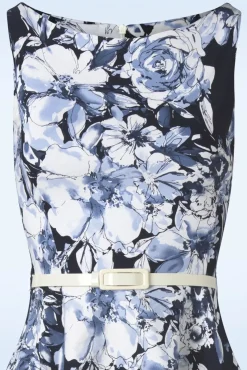 Sale Francine Flower Swing Jurk In Marineblauw En Wit Vrouwen Plus Size Jurken