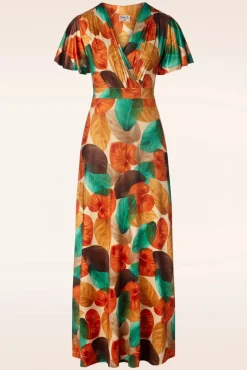 Best Freya Maxi Jurk Met Bladprint In Ornaje Vrouwen Plus Size Jurken