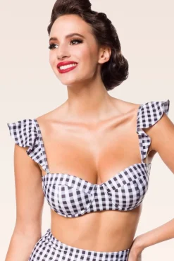 Online Gigi Gingham Bikinitop In Zwart En Wit Vrouwen Bikini's