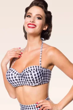 Online Gigi Gingham Bikinitop In Zwart En Wit Vrouwen Bikini's