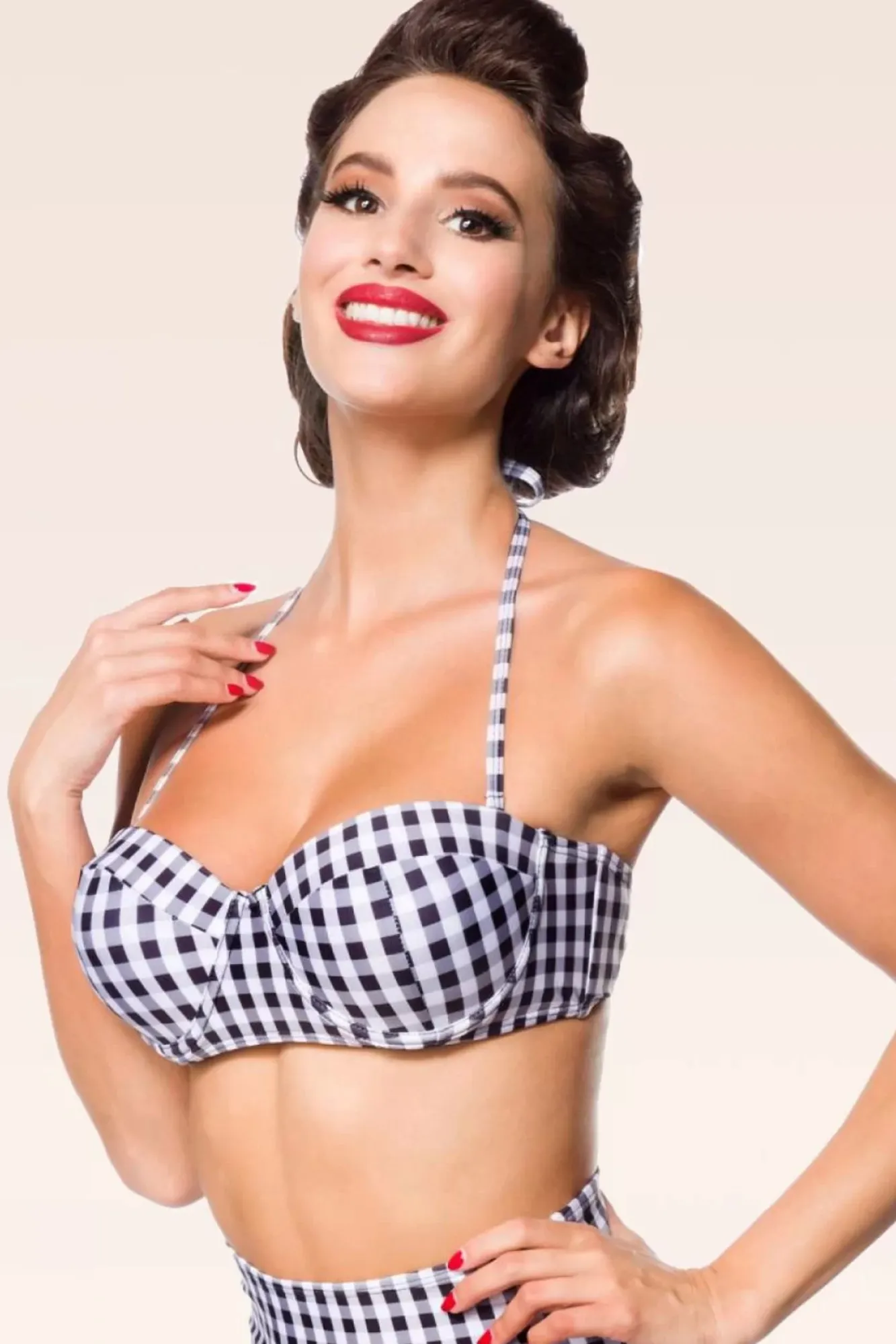 Online Gigi Gingham Bikinitop In Zwart En Wit Vrouwen Bikini's