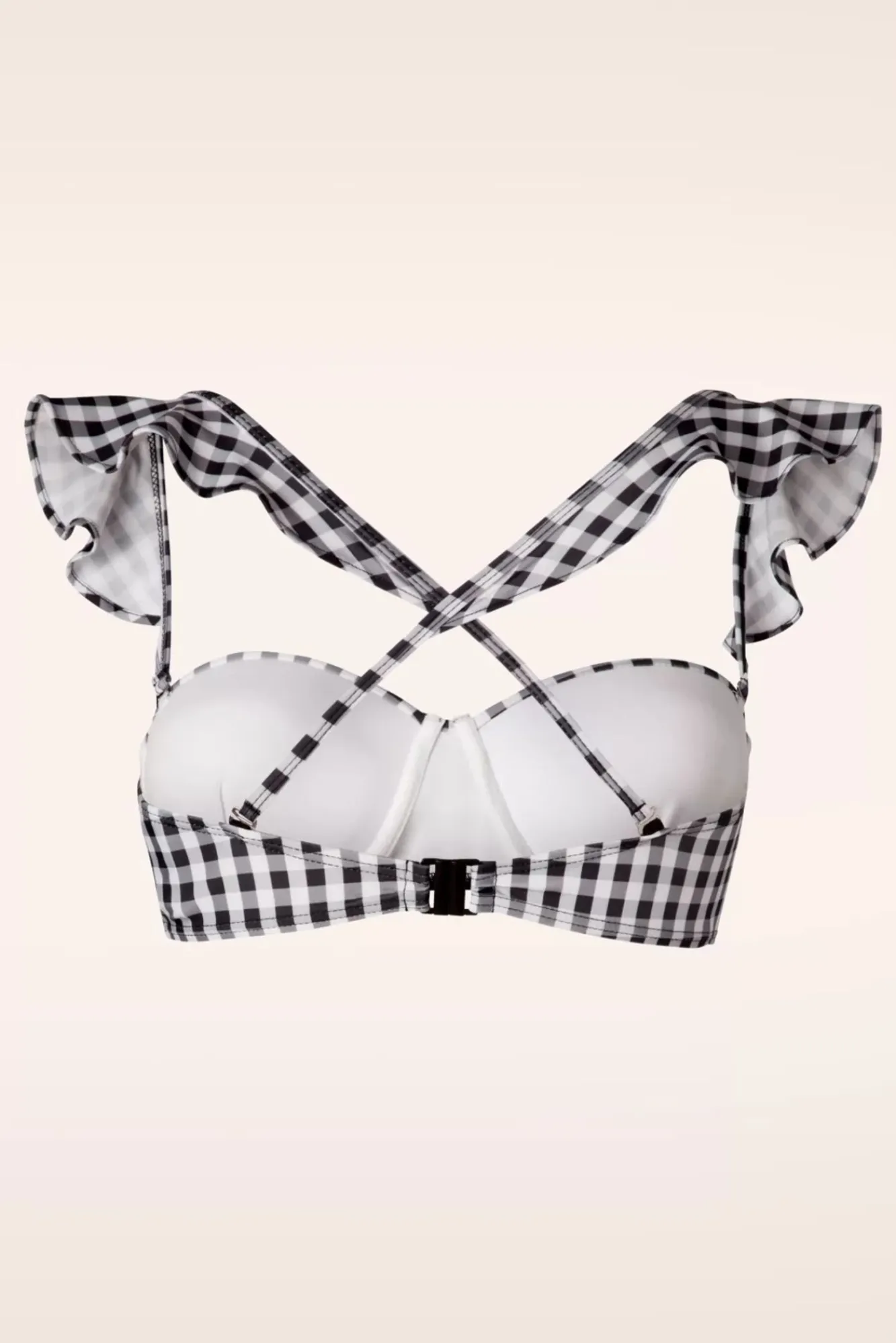 Online Gigi Gingham Bikinitop In Zwart En Wit Vrouwen Bikini's