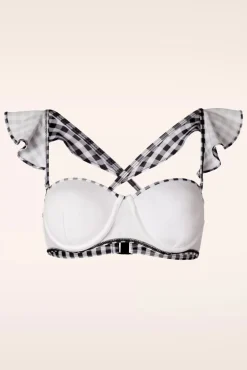 Online Gigi Gingham Bikinitop In Zwart En Wit Vrouwen Bikini's